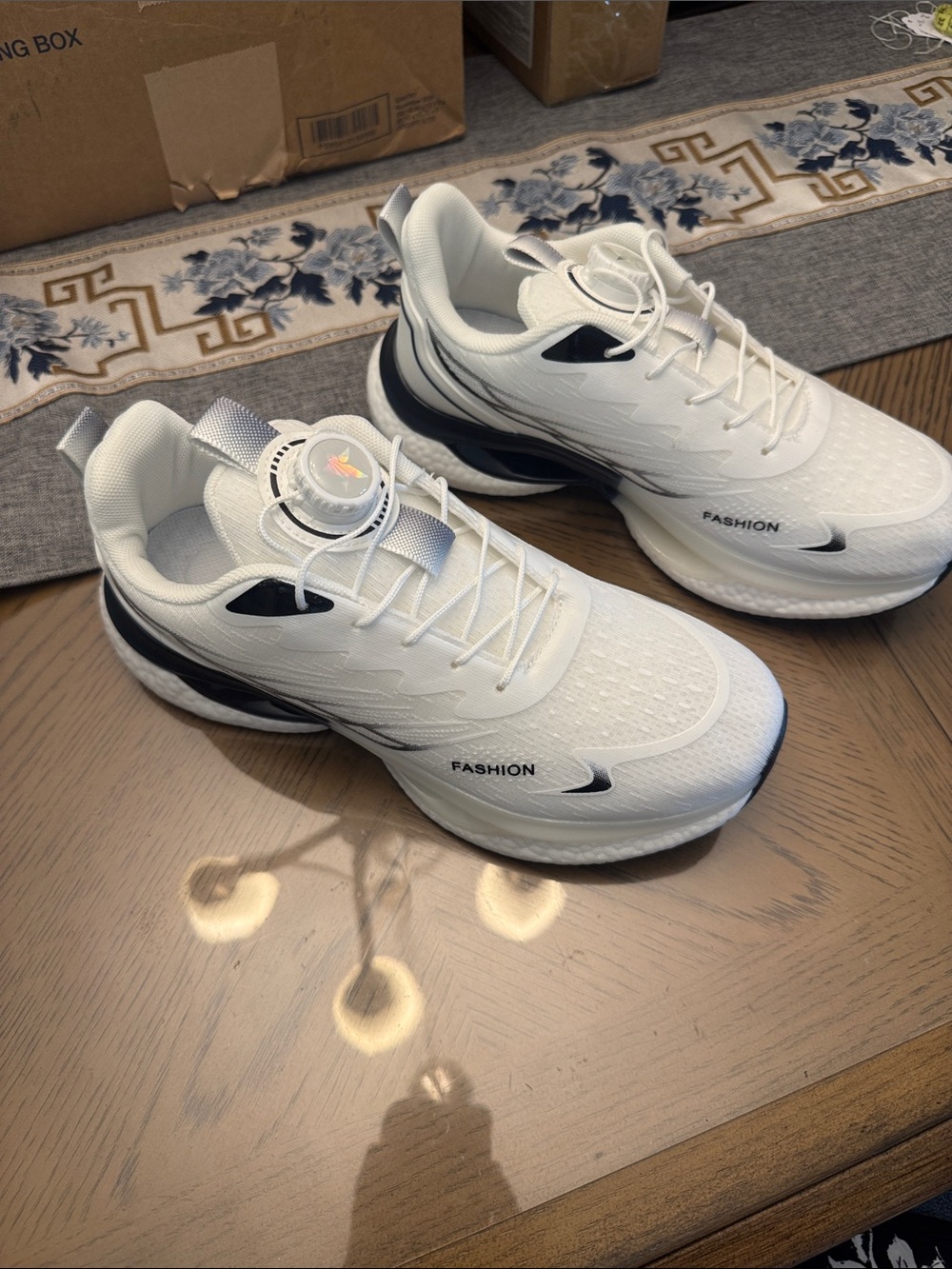 Women's White Athletic Sneakers with Black Accents